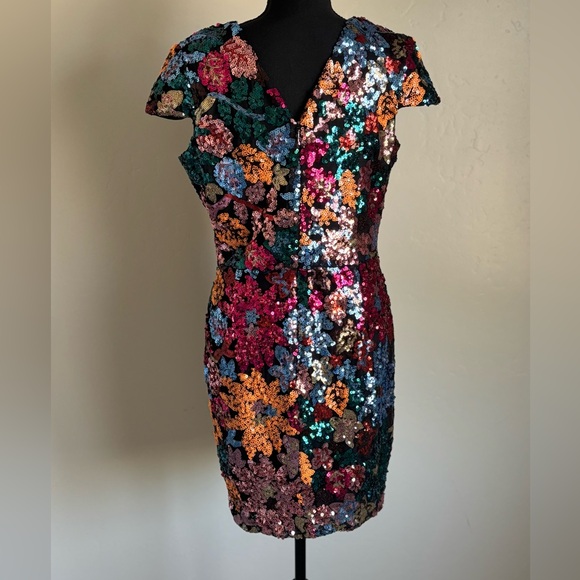 Dress the Population Vibrant Sequin Mini Dress Size Large sequins elegant party - Picture 4 of 10